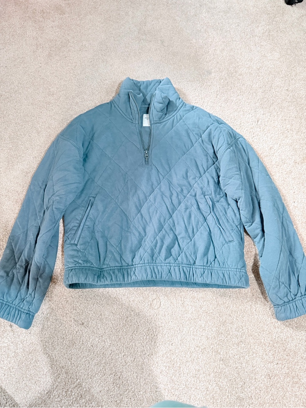 Abercrombie & Fitch Women’s Quilted Half-Zip Pullover Jacket - Gray
